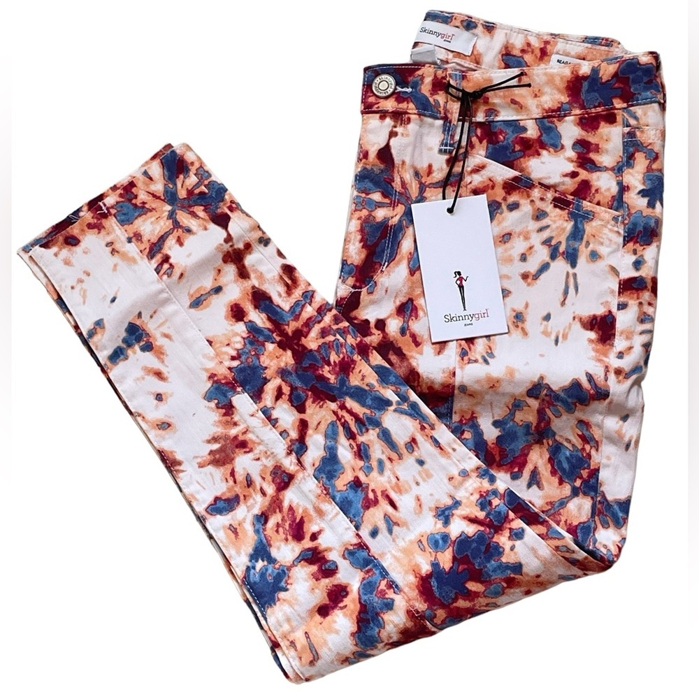 SkinnyGirl Reagan High-Rise Skinny Ankle Jeans - Splash Tie Dye‎